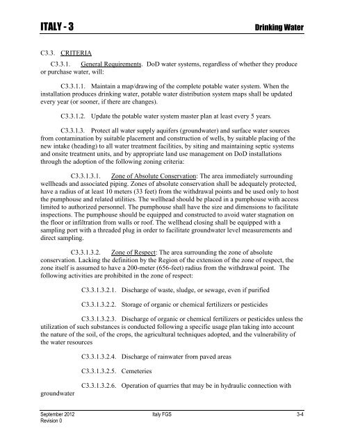 ENVIRONMENTAL FINAL GOVERNING STANDARDS ITALY