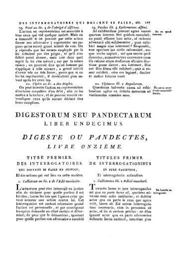 DIGESTE OU PANDECTES, - Histoire du droit