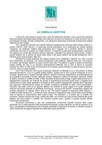 LA FAMIGLIA ADOTTIVA - Associazione Paolo Saccani