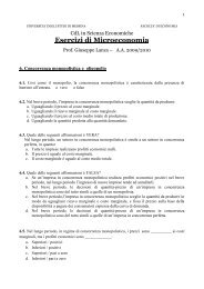 Esercizi di Microeconomia - Facoltà di Economia