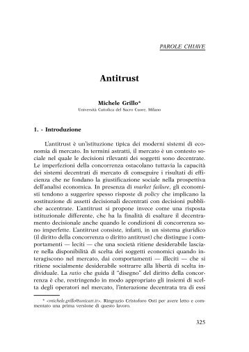 Antitrust Michele Grillo - Rivista di Politica Economica