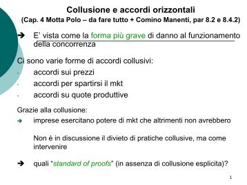 Collusione ed accordi orizzontali - Marco Fanno