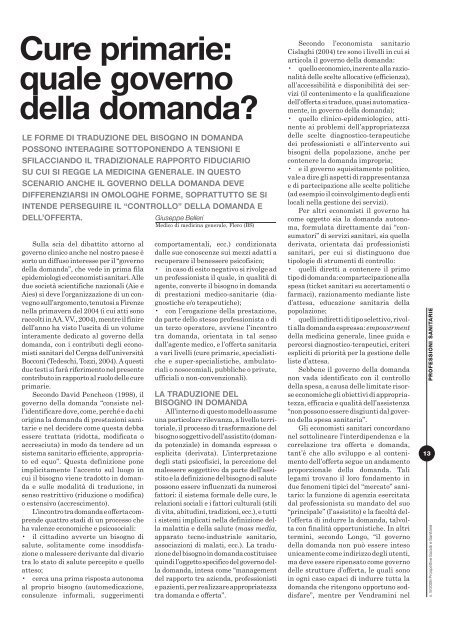 Cure primarie: quale governo della domanda?