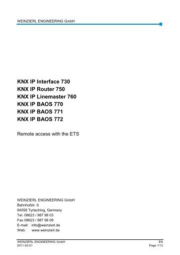 Document: Remote Access with ETS - Weinzierl Engineering GmbH
