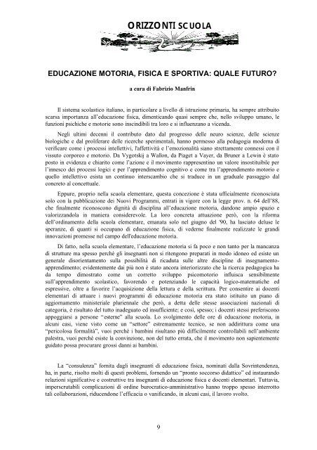 Educazione Motoria Fisica E Sportiva Quale Futuro Emscuola