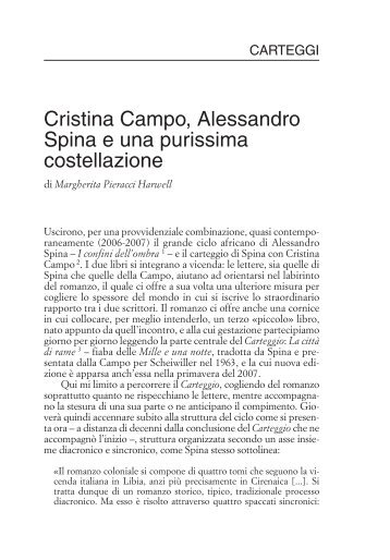 Cristina Campo, Alessandro Spina e una purissima costellazione