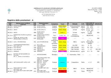 Registro delle prestazioni - A - Ospedale Evangelico Internazionale