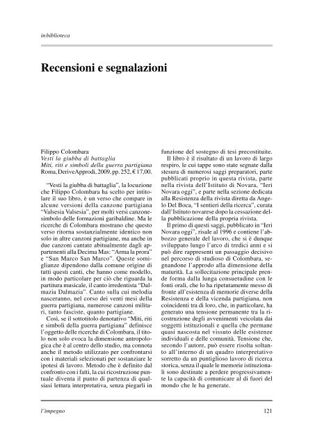 "l'impegno" (1/2010) in formato pdf - Istituto per la storia della ...