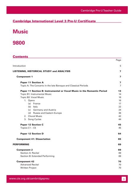 Teacher's Guide Cambridge Pre-U MUSIC Available for teaching ...