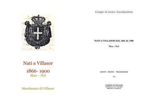 Nati a Villasor 1866-1900 man-nol - Comune di Villasor