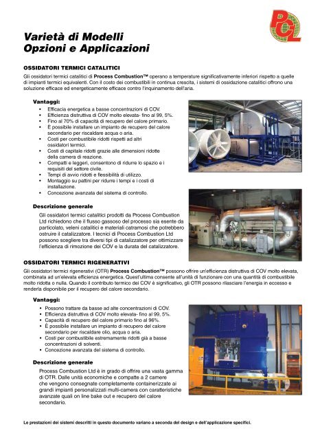 Ossidatori Termici - Process Combustion Limited