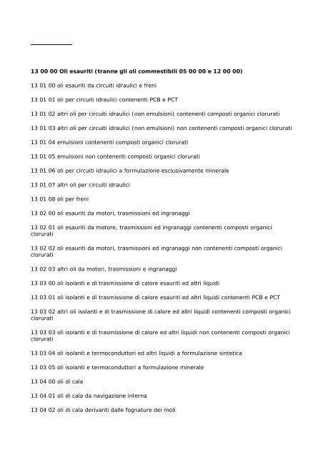 Lista Codici CER Rifiuti - Consorzio Sana Full System