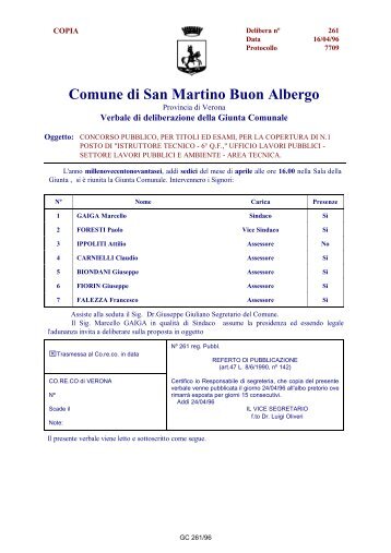 Delibere della Giunta Rel. 2.0 - Comune di San Martino Buon Albergo