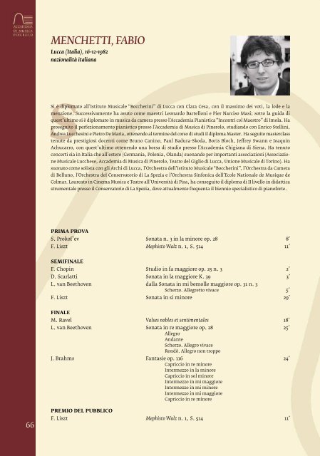 Booklet of International Piano Competition “Città di Pinerolo” – 2012