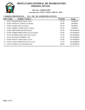 RESULTADO GENERAL DE INGRESANTES - undac