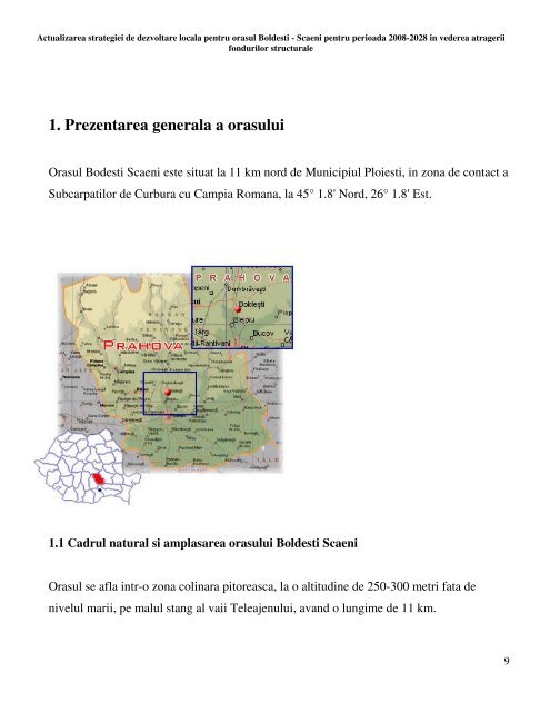 1. Prezentarea generala a orasului - Primaria Boldesti-Scaeni