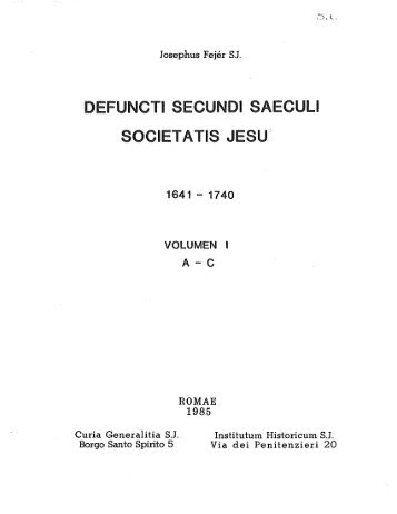 DEFUNCTI SECUNDI SAECULI SOCI ET A TIS JESU.