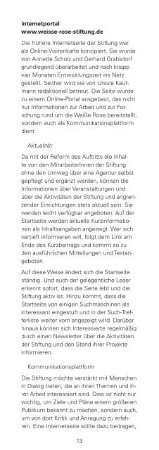 Tätigkeitsbericht 2004 - Weiße Rose Stiftung eV