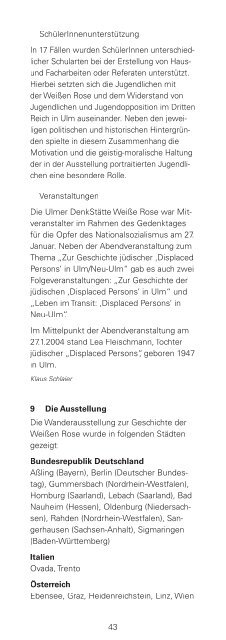 Tätigkeitsbericht 2004 - Weiße Rose Stiftung eV