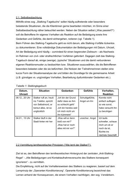 Stalking – Wissenschaft, Gesetzgebung und ... - Weisser Ring e.V.