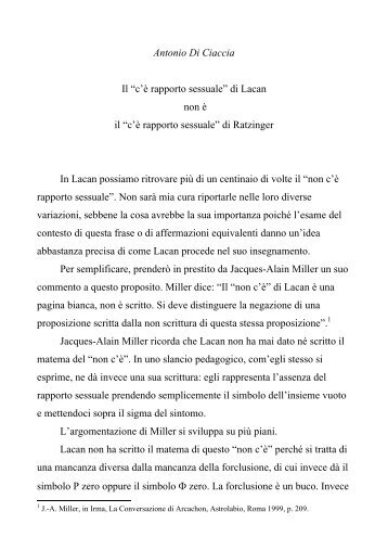 Antonio Di Ciaccia Il - Scuola Lacaniana di psicoanalisi