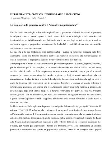 La non-storia: la polemica contro il “monoteismo primordiale”