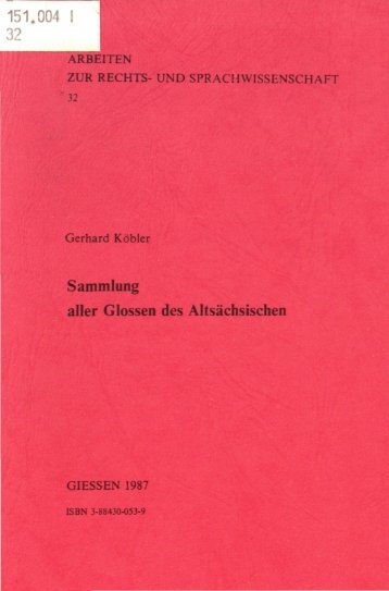 Sammlung aller Glossen des Altsächsischen, 1987