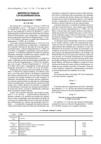 Decreto Regulamentar n.º 76/2007, de 17 de Julho - Portal da Saúde