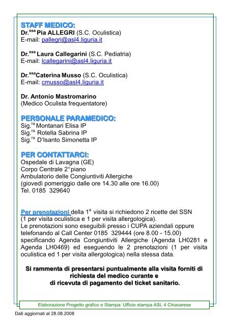 FORME GRAVI DI CONGIUNTIVITE ALLERGICA - ASL n. 4 ...