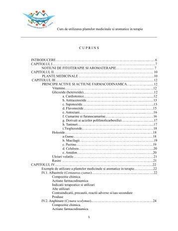 Curs de utilizarea plantelor medicinale si aromatice in terapie