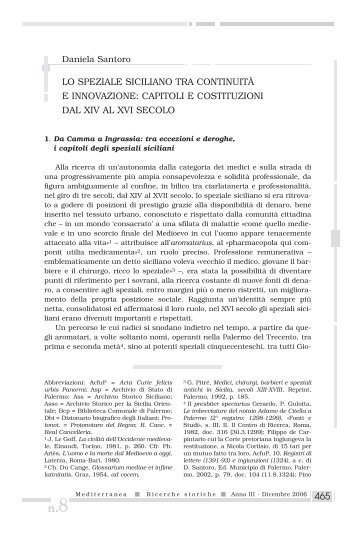 465 lo speziale siciliano tra continuità e innovazione - Mediterranea