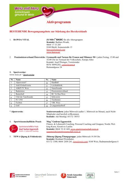 Aktivprogramm Bewegung - Weiz