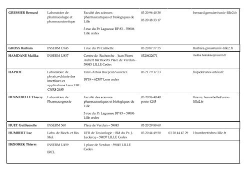 liste des maitres de stages icpal (2003-2009 - Institut de Chimie ...