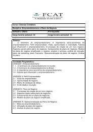 Ciências Contábeis Disciplina: Empreendedorismo e Plano - FCAT