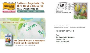 Spitzen-Angebote für Ihre Hobby-Bäckerei Frau Mustermann