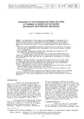 geologie et tectonique du parc de lesse et lomme au bord suddu ...