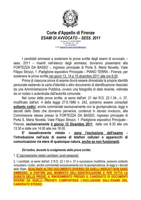 Corte d'Appello di Firenze - Ordine degli Avvocati di Prato