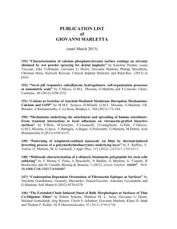 PUBLICATION LIST of GIOVANNI MARLETTA
