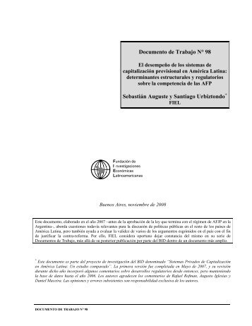 Documento de Trabajo N° 98 Sebastián Auguste y Santiago ... - FIEL