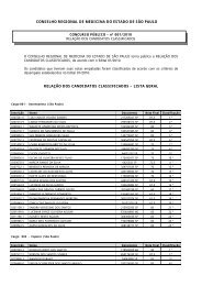 Classificação final - Cremesp