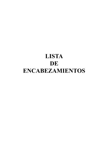 LISTA DE ENCABEZAMIENTOS