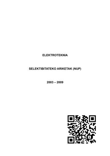 ELEKTROTEKNIA SELEKTIBITATEKO ARIKETAK (NUP) 2003 – 2009