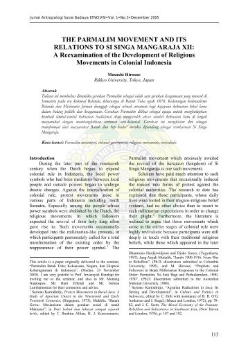 THE PARMALIM MOVEMENT AND ITS RELATIONS TO SI SINGA ...