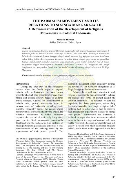 THE PARMALIM MOVEMENT AND ITS RELATIONS TO SI SINGA ...