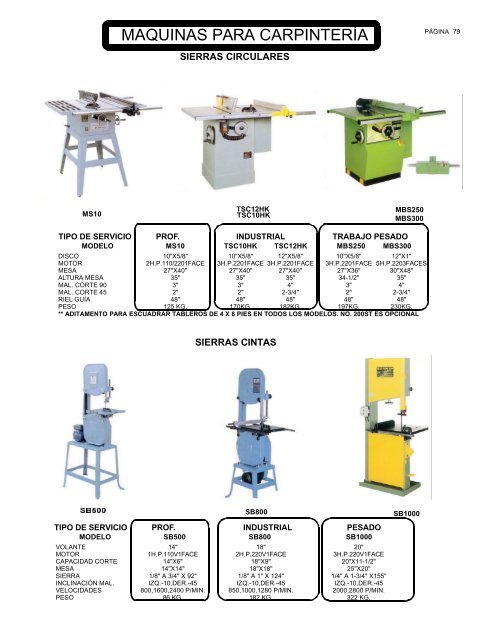 MAQUINAS PARA CARPINTERÍA