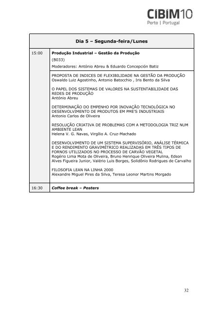 PROGRAMA - Faculdade de Engenharia da Universidade do Porto