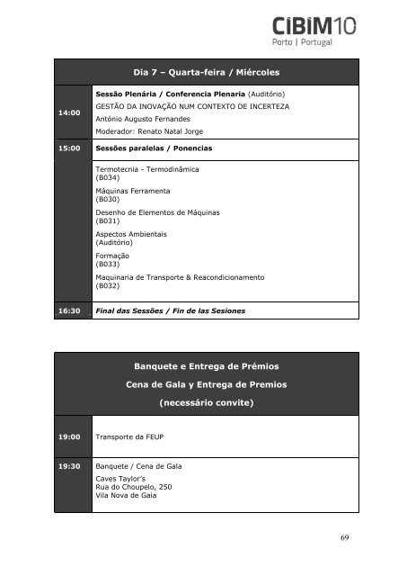 PROGRAMA - Faculdade de Engenharia da Universidade do Porto