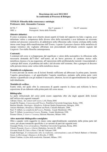 Schemi di gnoseologia e metafisica 2011 (prof. Cucuzza) - Issrudine.it