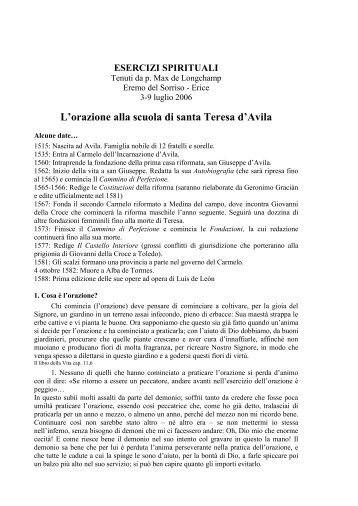 L'orazione alla scuola di santa Teresa d'Avila - Confraternita Beata ...