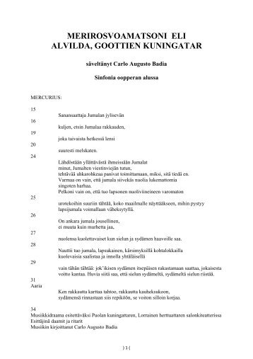 libretto C.A. Badian partituurin mukaisena